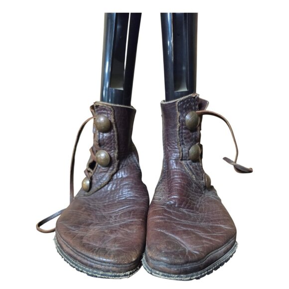 Vintage Unisex All Leather Native American Coin Laced Boots